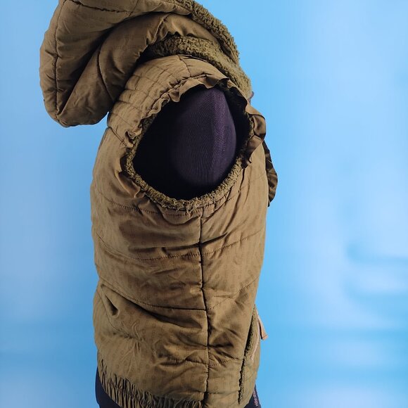 Billabong Olive Green Fleece-Lined Quilted Vest with Hood – Women’s M - Picture 11 of 14